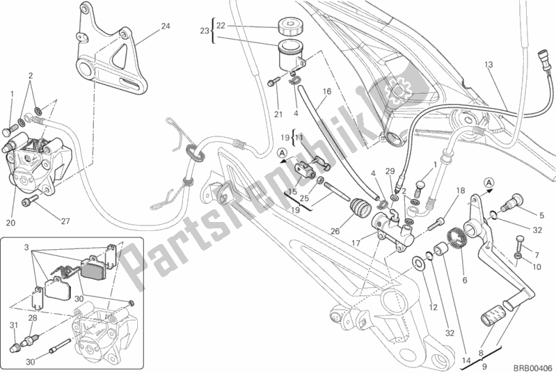 Toutes les pièces pour le Système De Freinage Arrière du Ducati Monster 659 ABS Australia 2013